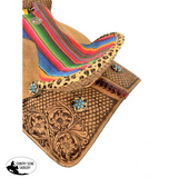 15 Double T Barrel Style Western Saddle With Serape & Cheetah Accents. Saddles