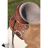 15" Double T Basket weave and Floral Tooled Barrel Style Saddle. - Country Scene Saddlery and Pet Supplies