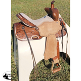15" Double T Basket weave and Floral Tooled Barrel Style Saddle. - Country Scene Saddlery and Pet Supplies