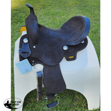 15" Double T Chocolate Rough Out Leather Barrel Saddle - Country Scene Saddlery and Pet Supplies