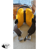15" Double T Chocolate Rough Out Leather Barrel Saddle - Country Scene Saddlery and Pet Supplies