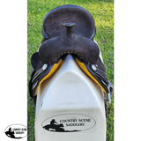 15" Double T Chocolate Rough Out Leather Barrel Saddle - Country Scene Saddlery and Pet Supplies