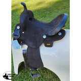 15" Double T Chocolate Rough Out Leather Barrel Saddle - Country Scene Saddlery and Pet Supplies
