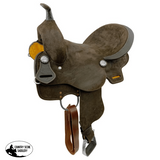 15" Double T Chocolate Rough Out Leather Barrel Saddle - Country Scene Saddlery and Pet Supplies