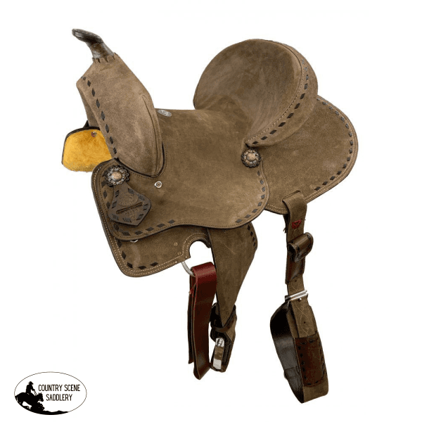New! 15 Double T Hard Seat Barrel Style Saddle With Extra Deep Seat And Buckstitch Trim.
