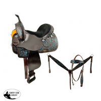 15 Economy Barrel Saddle Set With Floral Tooling