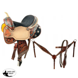 15 Economy Barrel Saddle Set With Floral Tooling.