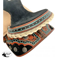 15 Economy Barrel Saddle Set With Floral Tooling.