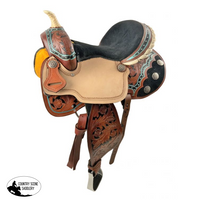 15 Economy Barrel Saddle Set With Floral Tooling.