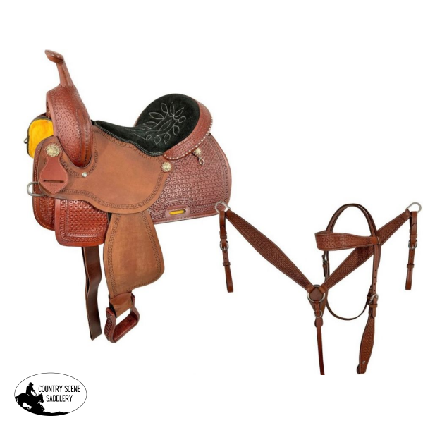 15 Economy Barrel Style Saddle Set With Circle Tooling. Saddles