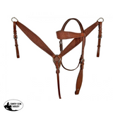 15" Economy Barrel Style Saddle Set with circle tooling. - Country Scene Saddlery and Pet Supplies