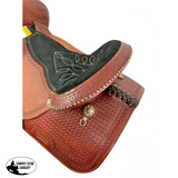 15" Economy Barrel Style Saddle Set with circle tooling. - Country Scene Saddlery and Pet Supplies