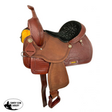 15" Economy Barrel Style Saddle Set with circle tooling. - Country Scene Saddlery and Pet Supplies