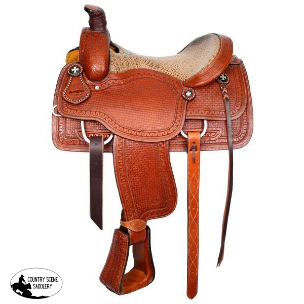 New! 15 Or 16 Circle S Roper With Alligator Print Seat. Posted.*