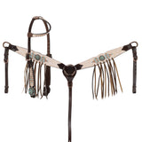 New! Showman Blushed Rose One Ear Headstall and Breastcollar Set - Country Scene Saddlery and Pet Supplies