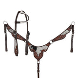 New! Showman Meadow Hide One Ear Headstall and Breastcollar Set - Country Scene Saddlery and Pet Supplies