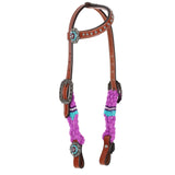 NEW! Showman Violet Wave Mohair One Ear Headstall and Breastcollar Set - Pony Sized - Country Scene Saddlery and Pet Supplies