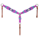 NEW! Showman Violet Wave Mohair One Ear Headstall and Breastcollar Set - Pony Sized - Country Scene Saddlery and Pet Supplies