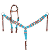 NEW! Showman Citrus Sea Mohair One Ear Headstall and Breastcollar Set - Country Scene Saddlery and Pet Supplies
