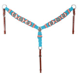 NEW! Showman Citrus Sea Mohair One Ear Headstall and Breastcollar Set - Country Scene Saddlery and Pet Supplies