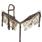 New! Showman Cowboy Carving One Ear Headstall and Breastcollar Set - Country Scene Saddlery and Pet Supplies