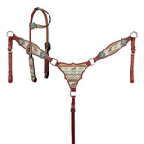 New! Showman Wild Hoof Echoes One Ear Headstall and Breastcollar Set - Country Scene Saddlery and Pet Supplies