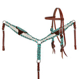 New! Showman Cobalt Horns Mohair Browband Headstall and Breastcollar Set - Country Scene Saddlery and Pet Supplies