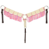 New! Showman Frosted Pink Mohair One Ear Headstall and Breastcollar Set - Country Scene Saddlery and Pet Supplies