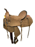 17" Double T Chocolate Roughout Barrel Saddle. - Country Scene Saddlery and Pet Supplies