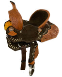 12" Double T brown suede barrel saddle. - Country Scene Saddlery and Pet Supplies