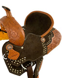 12" Double T brown suede barrel saddle. - Country Scene Saddlery and Pet Supplies