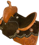 12" Double T brown suede barrel saddle. - Country Scene Saddlery and Pet Supplies