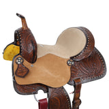 New! Double T Feathered Buckskin Barrel Style Saddle - 15 Inch - 10.88 KG - Country Scene Saddlery and Pet Supplies