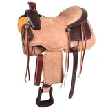 16 17 Circle S Roping Saddle. This Saddle Features Basketweave Tooled Top Skirt And Roughout Bottom