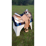 16", 17" Showman™ floral tooled silver show saddle. - Country Scene Saddlery and Pet Supplies