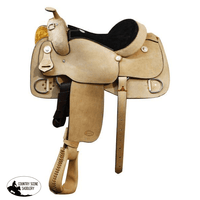 16 17 Showman Full Rough Out Leather Training Saddle With Suede Seat. / 7 Inch And Qh Bar