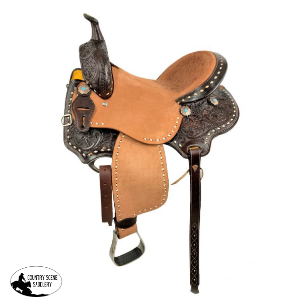 16 Barrel Style Western Saddle With Floral Tooled Seat Western Saddles