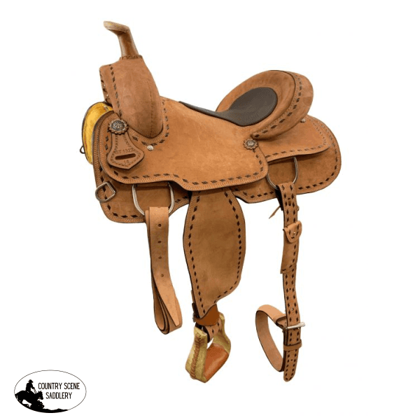 16 Roughout With Leather Inlay Seat Roper Style Saddles