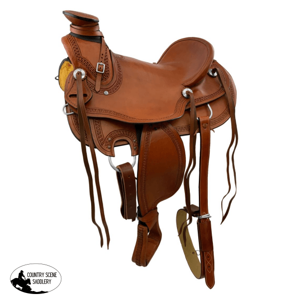 16 Wade Style Roping Saddle With Serpentine Border Roper Style Saddles