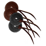New! Basket tooled 3’’ wide leather bit guard with leather strap closure - Bit Guards