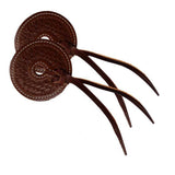 New! Basket tooled 3’’ wide leather bit guard with leather strap closure - Bit Guards