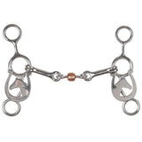 New! Showman Horseshoe Haven Stainless Steel JR Cowhorse Bit with Dog Bone and Copper Roller - Country Scene Saddlery and Pet Supplies