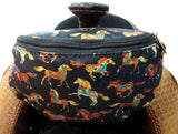 Showman ® Tribal Running Horse Print Insulated Nylon Saddle Pouch. - Country Scene Saddlery and Pet Supplies