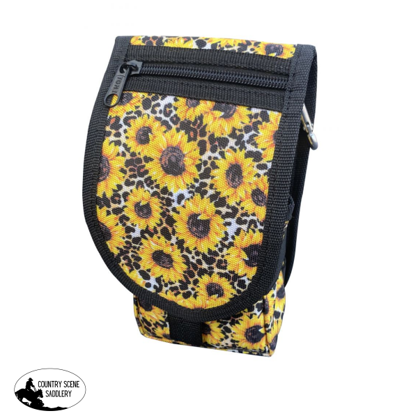 177756 Showman® Sunflower And Cheetah Print Codura Cell Phone Saddle Pouches Sacks Horn Bags