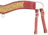 Showman ® Medium Leather Printed Sunflower and Cheetah print inlay tripping collar. - Country Scene Saddlery and Pet Supplies