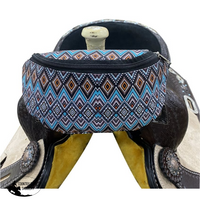 177912 Showman ® Blue Aztec Print Insulated Nylon Saddle Pouch Pouches Sacks Horn Bags
