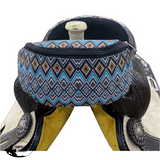 177912 Showman ® Blue Aztec Print Insulated Nylon Saddle Pouch - Country Scene Saddlery and Pet Supplies