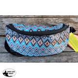 177912 Showman ® Blue Aztec Print Insulated Nylon Saddle Pouch Pouches Sacks Horn Bags