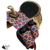178567 Showman ® Aztec Print Nylon Horn Bag - Blue/Pink/Org/White - Country Scene Saddlery and Pet Supplies