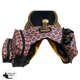 178567 Showman ® Aztec Print Nylon Horn Bag - Blue/Pink/Org/White - Country Scene Saddlery and Pet Supplies